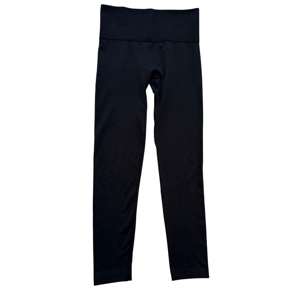 French Laundry Seamless Leggings Womens L/XL Black High‎ Waisted Textured Waist